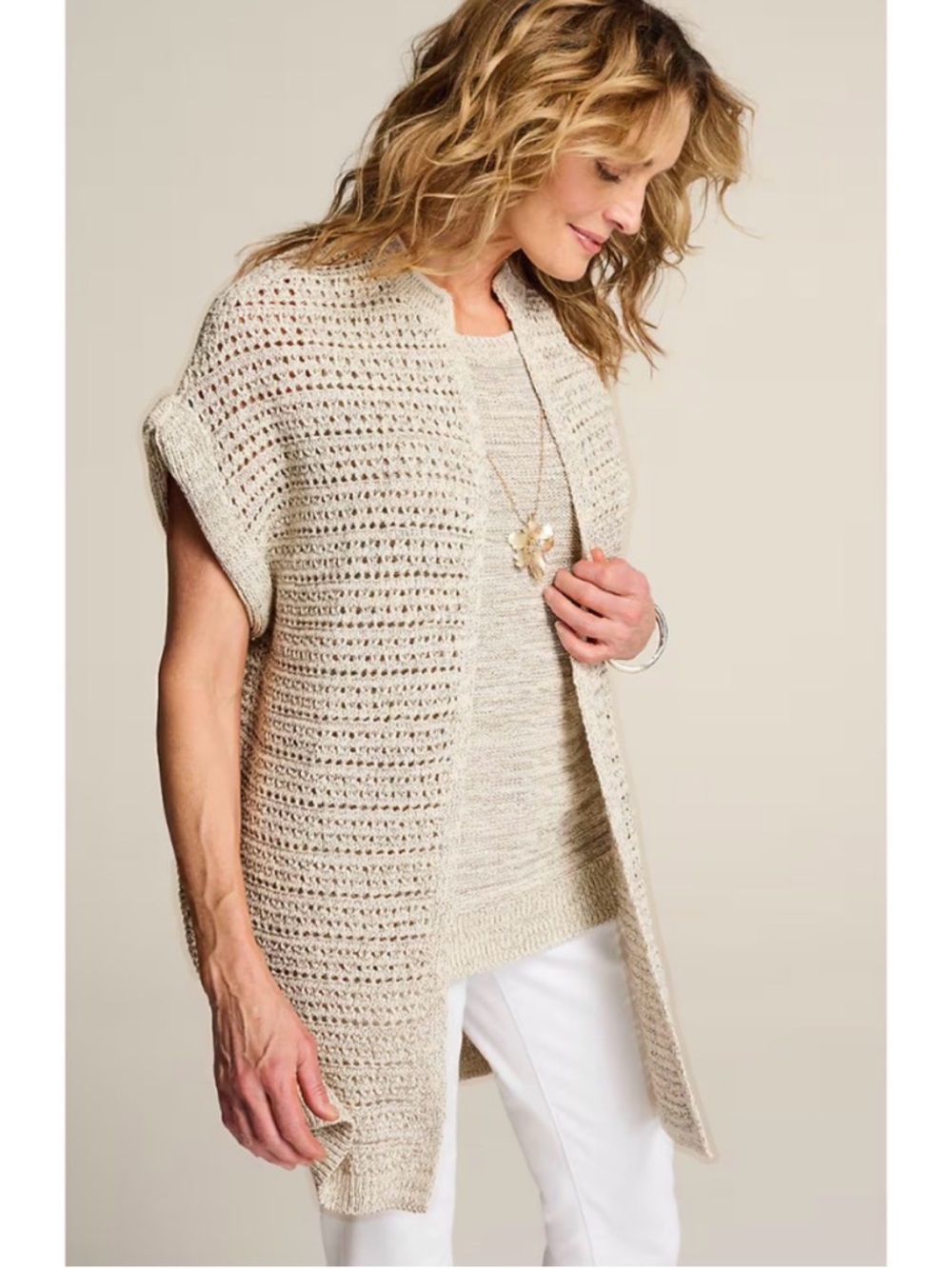J. Jill SET Sleeveless Sweater and Matching Short Sleeve Cardigan
